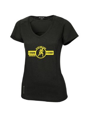 I RUN FOR CODY PERFORMANCE WOMEN'S T-SHIRT - BLACK